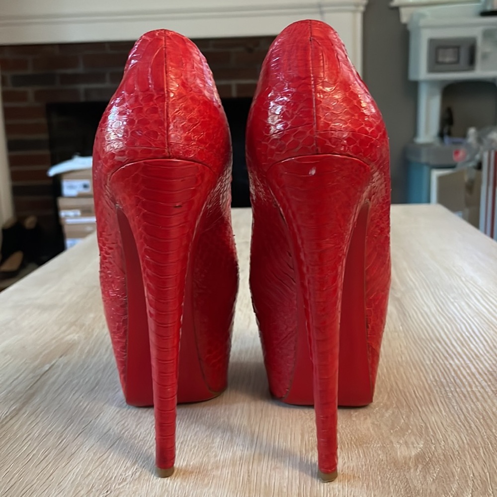 Louboutin Highness 160MM Red Python - 37.5 - Picture 6 of 12